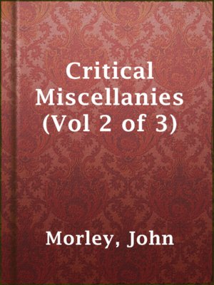 cover image of Critical Miscellanies (Vol 2 of 3)